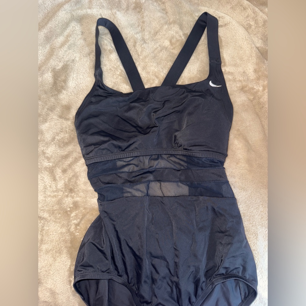 Black One-Piece Swimsuit with Nike Logo, size XL
